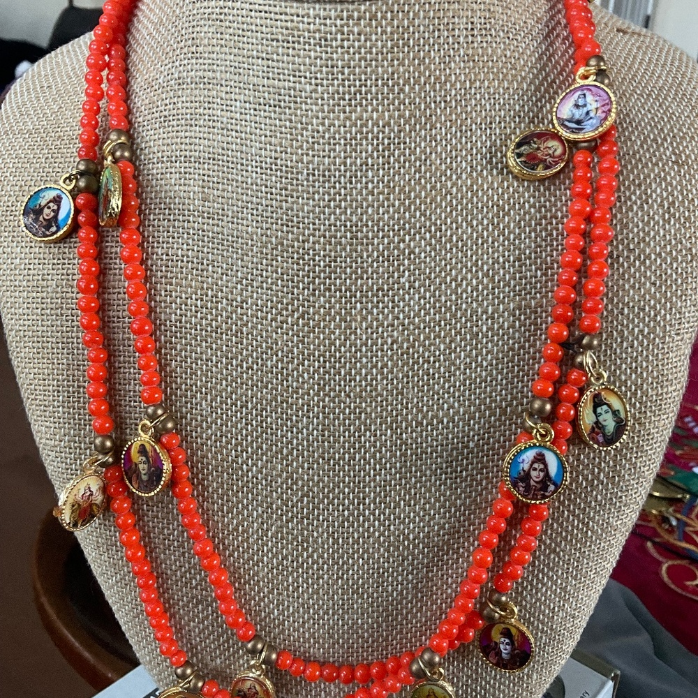 Long Hindu deity necklace